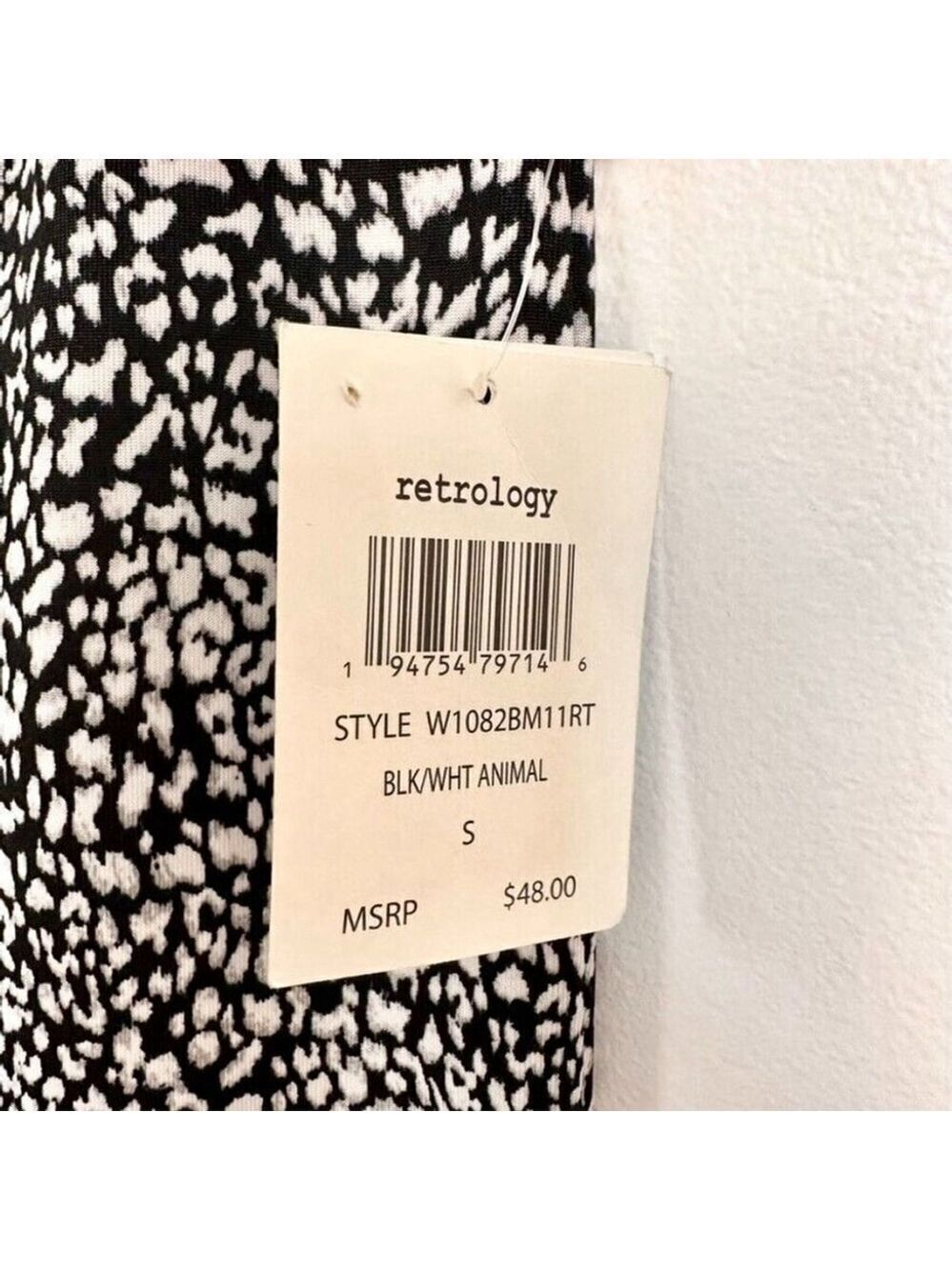 Retrology Wide Leg Cropped Pants Women's Sz Small Black White Leopard Print - Picture 6 of 12